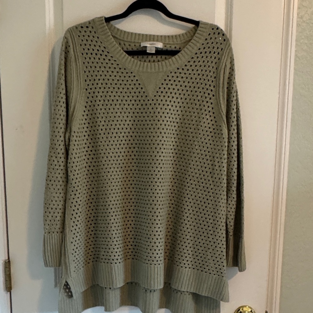 CJ Banks Sage Green Crew Neck Sweater